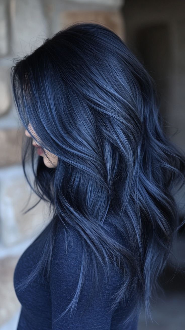 Midnight Blue hair color, Hair color ideas 2025