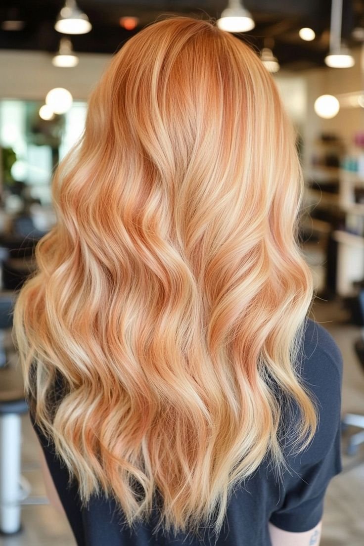 Peach Balayaga hair color