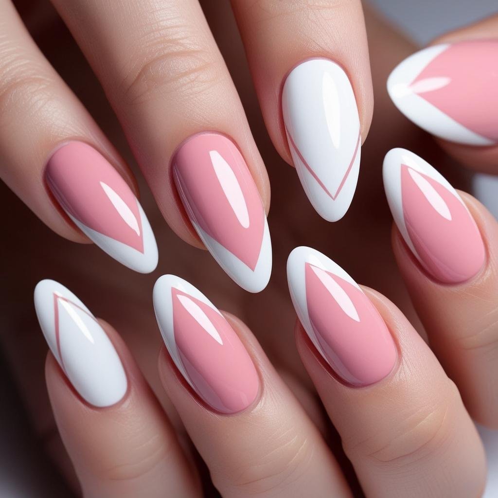 Pink & White French Tips Valentines Day theme, february Nail Ideas for Valentine’s Day 2025, Nail Ideas for Valentine’s Day 2025