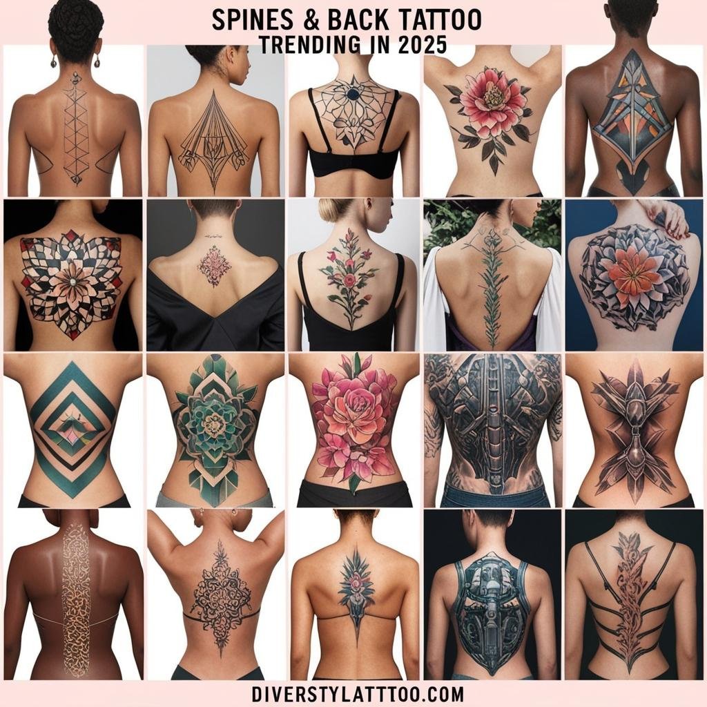 Spine and back tattoos provide a large canvas for intricate, flowing designs, making them a favorite in 2025. These tattoos allow for deep storytelling and artistic expression