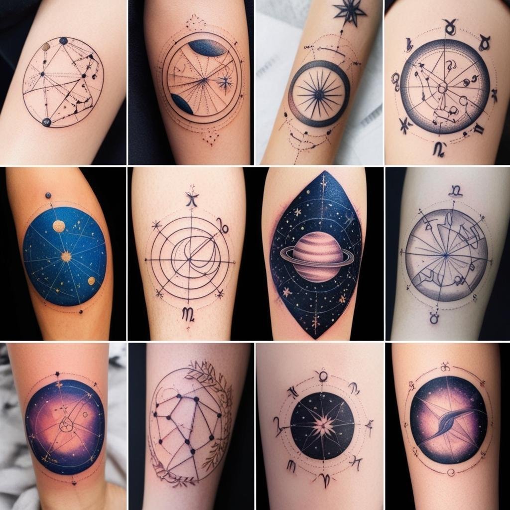 Celestial & Astrology Tattoos, The cosmos, zodiac signs, and celestial bodies are inspiring tattoo lovers in 2025. These designs are both mystical and visually stunning