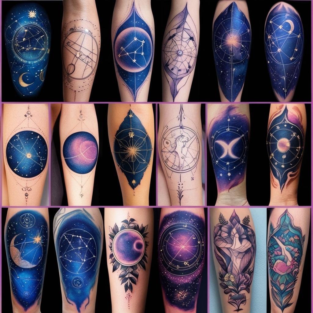 Celestial & Astrology Tattoos, The cosmos, zodiac signs, and celestial bodies are inspiring tattoo lovers in 2025. These designs are both mystical and visually stunning