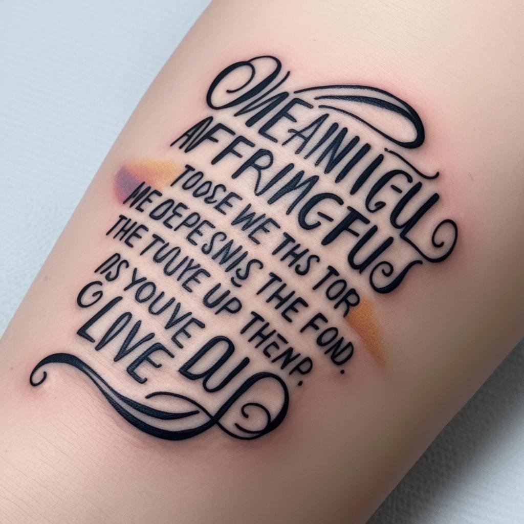 Meaningful Quote & Affirmation Tattoos, Inspirational and motivational quote tattoos are still going strong in 2025. People are inking personal mantras, affirmations, or life-changing quotes