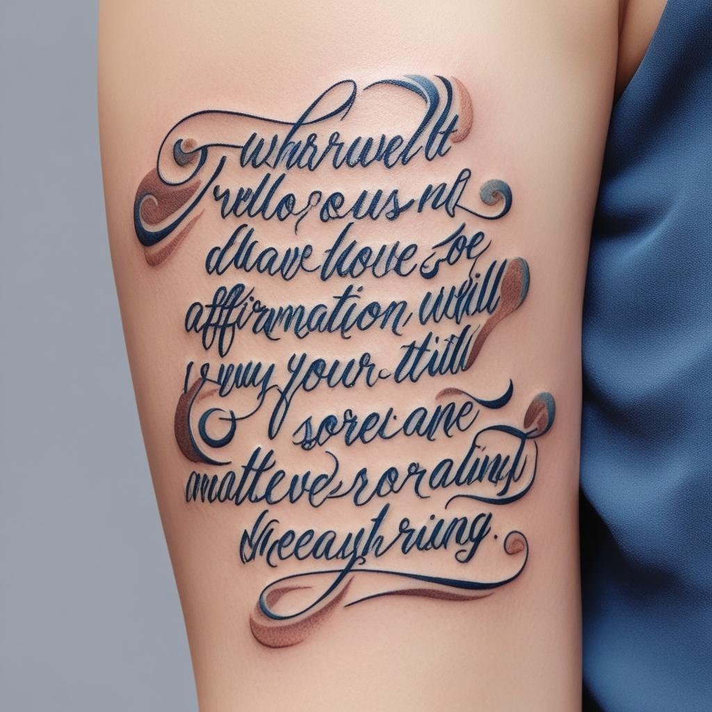 Meaningful Quote & Affirmation Tattoos, Inspirational and motivational quote tattoos are still going strong in 2025. People are inking personal mantras, affirmations, or life-changing quotes