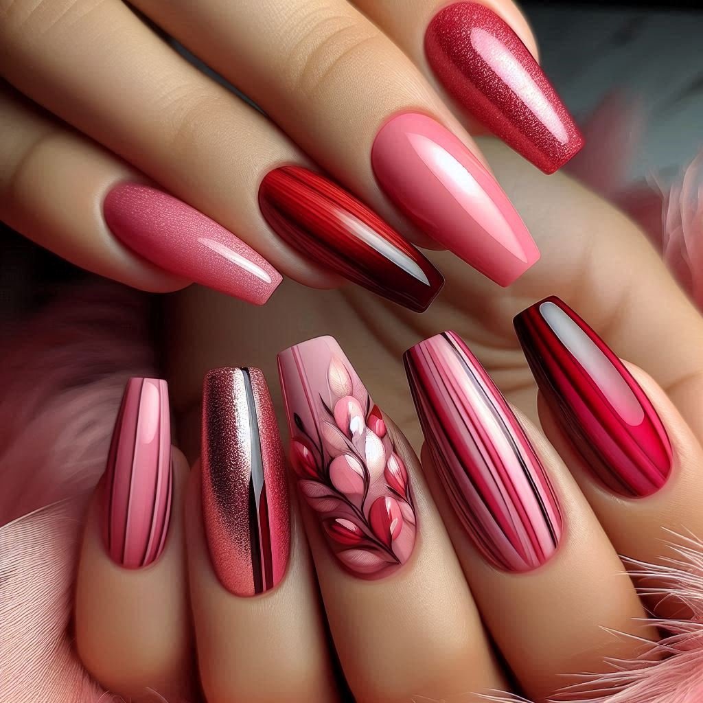 Ombre Pink & Red Nails, February Nail Ideas for Valentine’s Day 2025, Nail Ideas for Valentine’s Day 2025