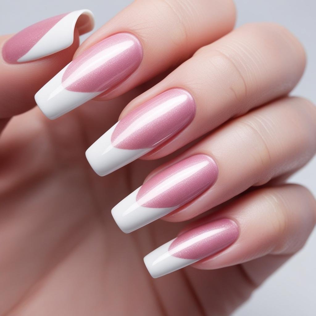 Pink & White French Tips Valentines Day theme, february Nail Ideas for Valentine’s Day 2025, Nail Ideas for Valentine’s Day 2025